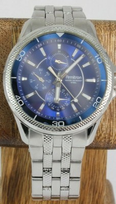 armitron men's blue dial stainless steel tachymeter watch